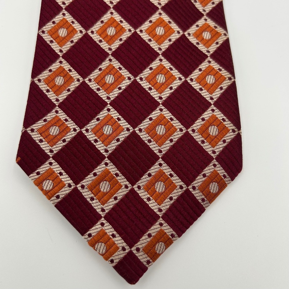 Garrick Anderson Tie Mens OS Burgundy Silk Geometric Classic Vintage